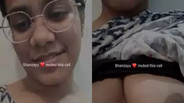 Girl in glasses showing boobs and pussy